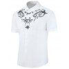 Button Placket Short Sleeve Shirt - Blanc 5XL
