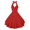 Vintage Halter Polka À Pois Robe - Rouge S