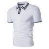Varsity Stripe Panel à manches courtes en polo T-Shirt - Blanc XL