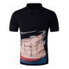 Abdominal Muscle Cartoon Print Nouveauté Polo T-Shirt - Noir L