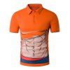 Abdominal Muscle Cartoon Print Nouveauté Polo T-Shirt - Orange 2XL