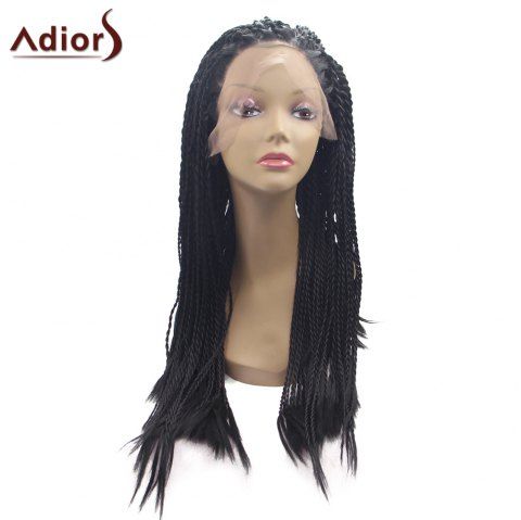 2019 Adiors Afro Twist Braid Long Lace Front Synthetic Wig In Jet