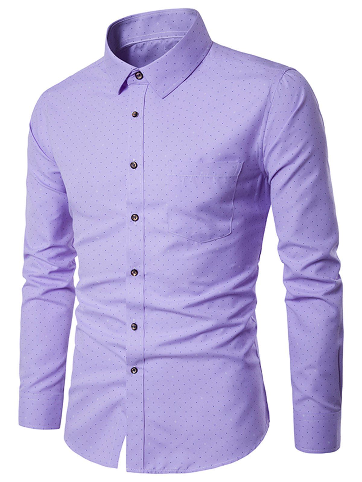 

Arrows Print Long Sleeve Pocket Shirt, Purple