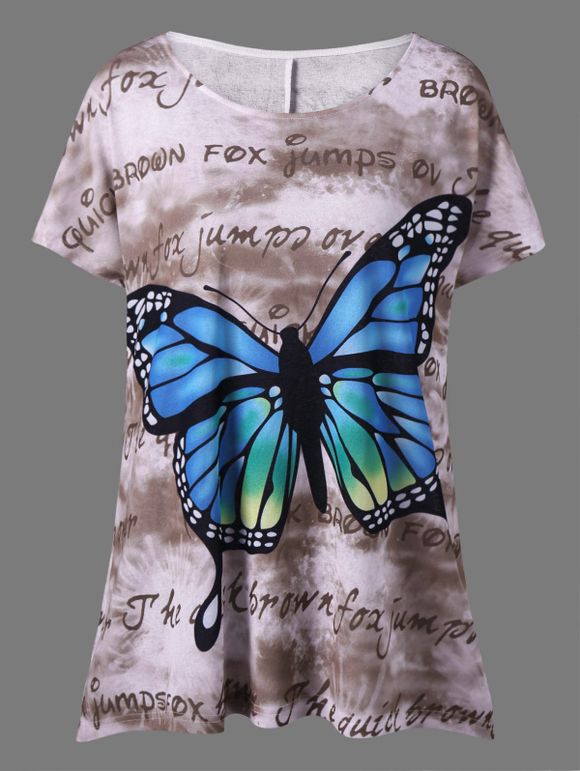 T-shirt Tie-Dye Imprimé Papillon Grande Taille - multicolore XL