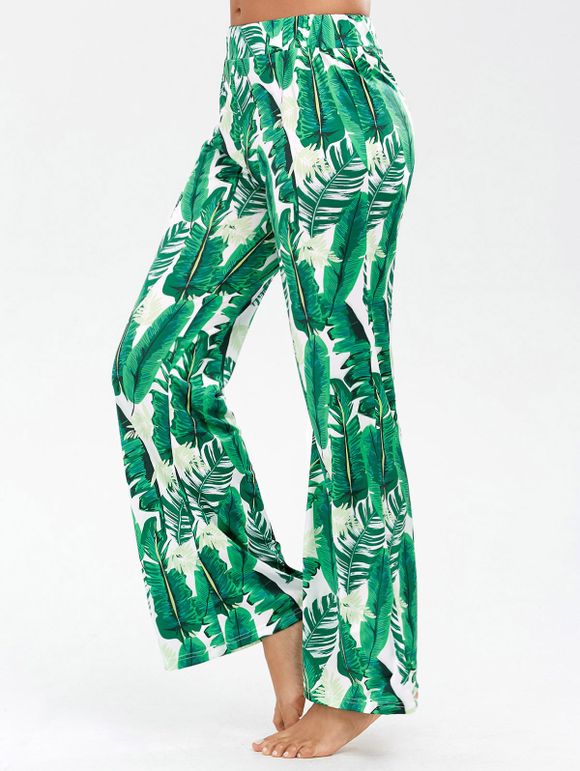 Pantalon large et droit avec impression Palm - Vert M