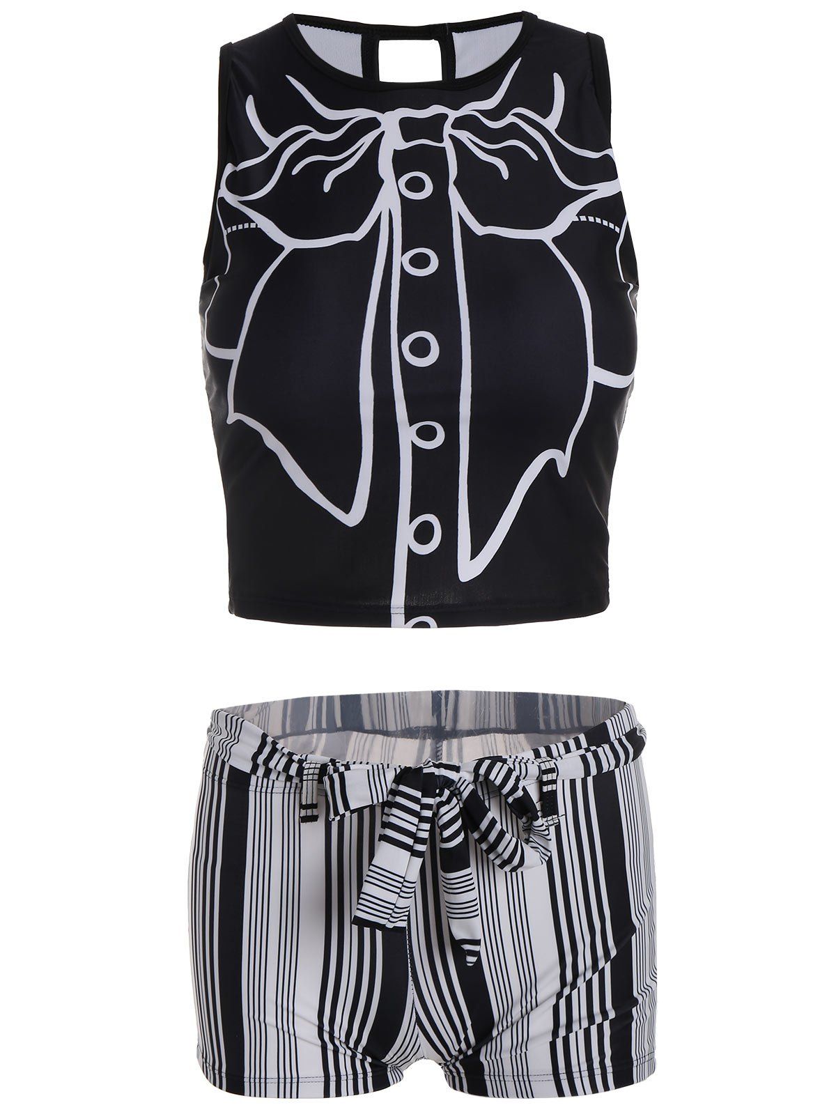 

Stripe Boyleg Padded Tankini, Black