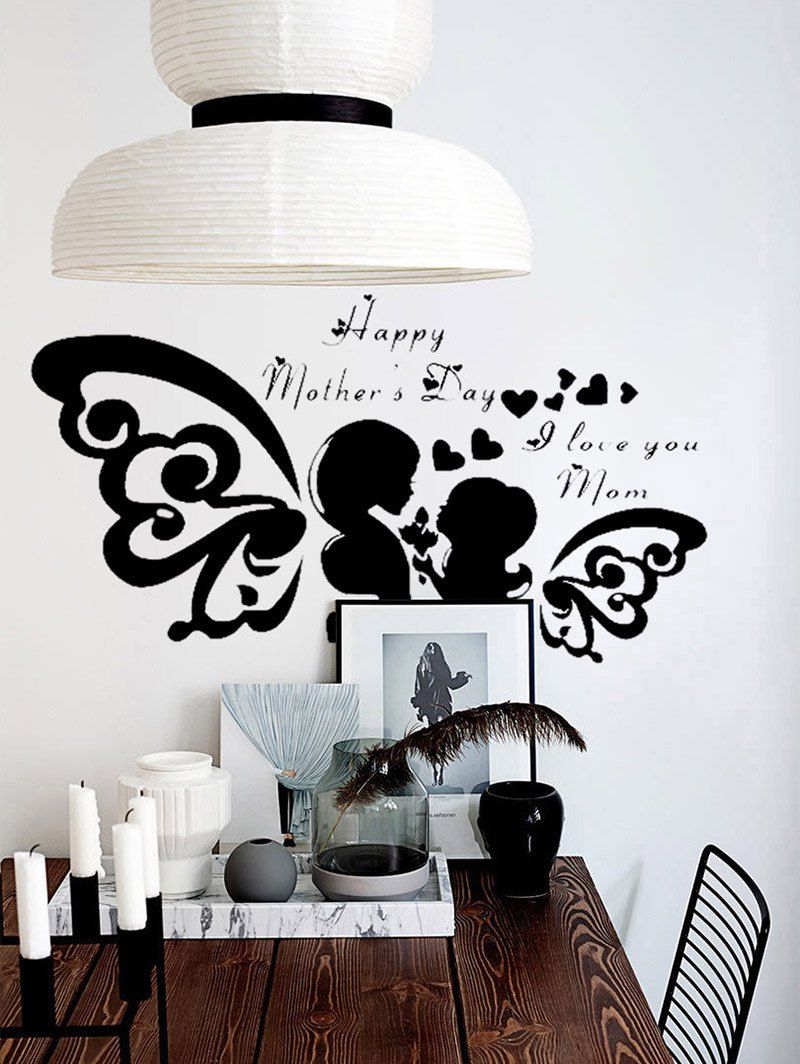 

Happy Mothers day Heart Wall Sticker, Black