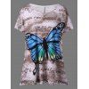 T-shirt Tie-Dye Imprimé Papillon Grande Taille - multicolore XL