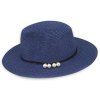Chapeau de paille en perle artificielle de plage - Bleu Marine 