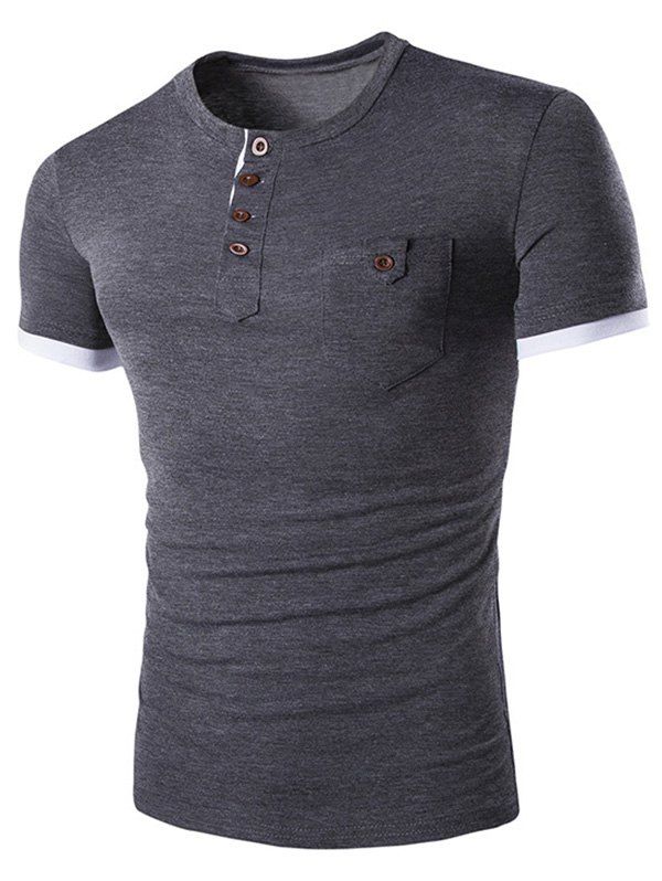 

Men's Casual Solid Color Round Color Short Sleeves T-Shirt, Deep gray