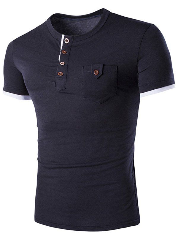 

Men's Casual Solid Color Round Color Short Sleeves T-Shirt, Cadetblue