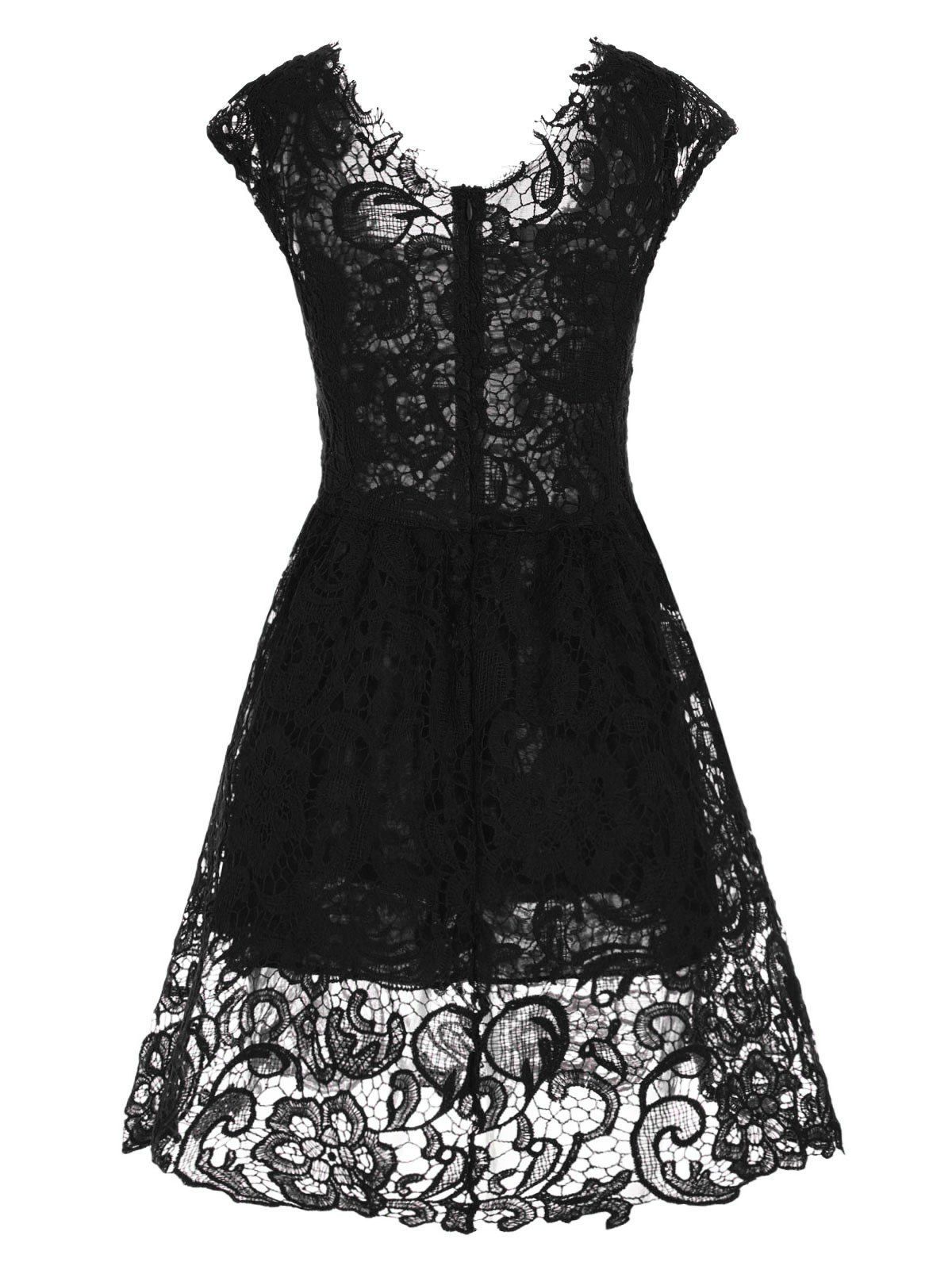 2018 Cocktail Lace Short Fit and Flare Prom Dress BLACK L In Lace ...