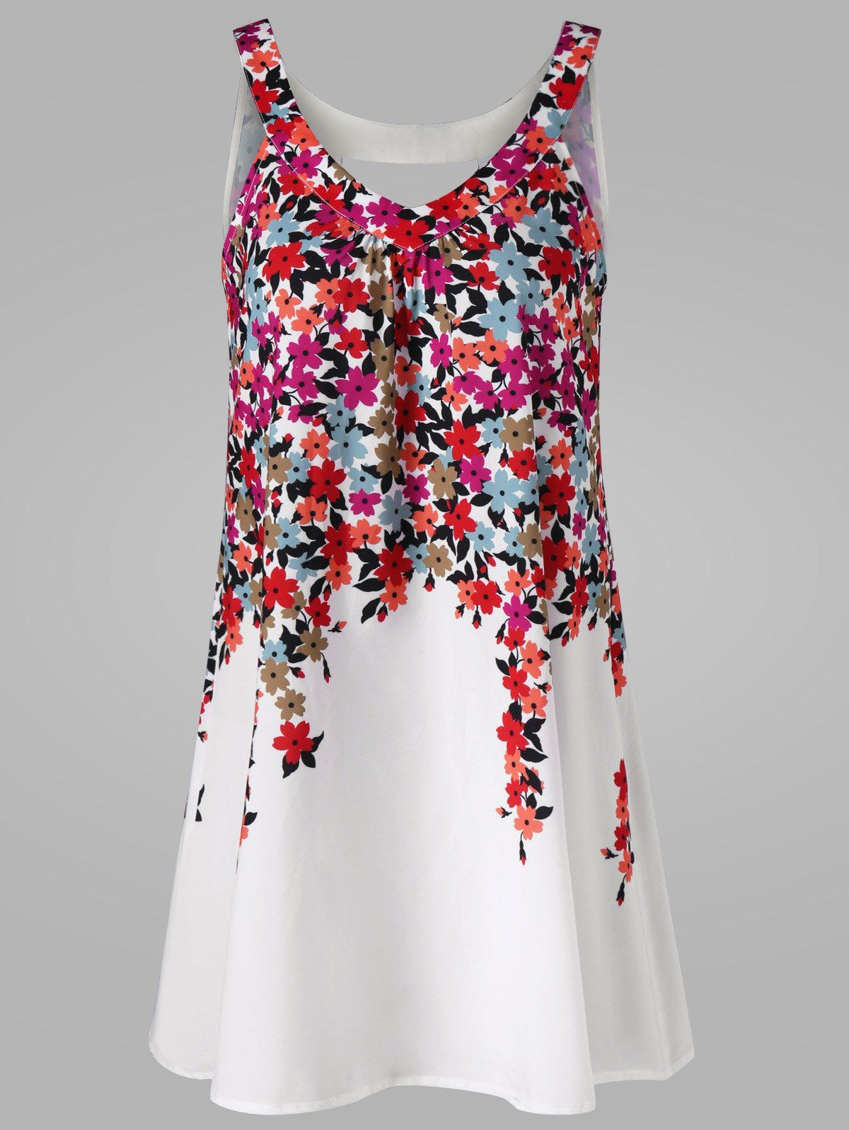 

Cut Out Floral Mini Tent Dress, White