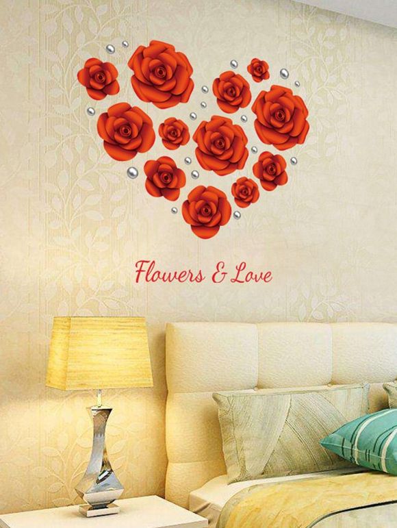 Rose Flowers Sticker en vinyle amovible - Rouge 60*90CM