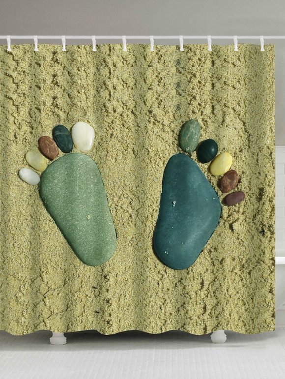 Beach Stone Footprints Rideau de douche de salle de bain - multicolore W59 INCH*L71 INCH