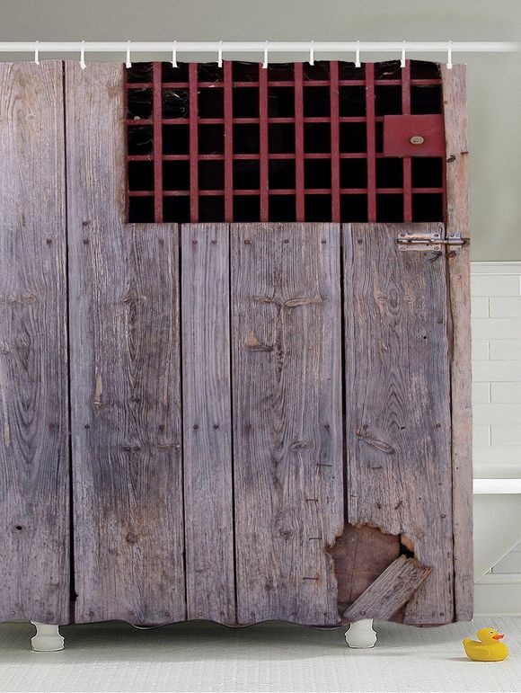 Rideau de douche en bois serti de porte a bois - Gris W59 INCH * L71 INCH