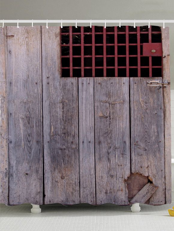 Rideau de douche en bois serti de porte a bois - Gris W71 INCH * L71 INCH