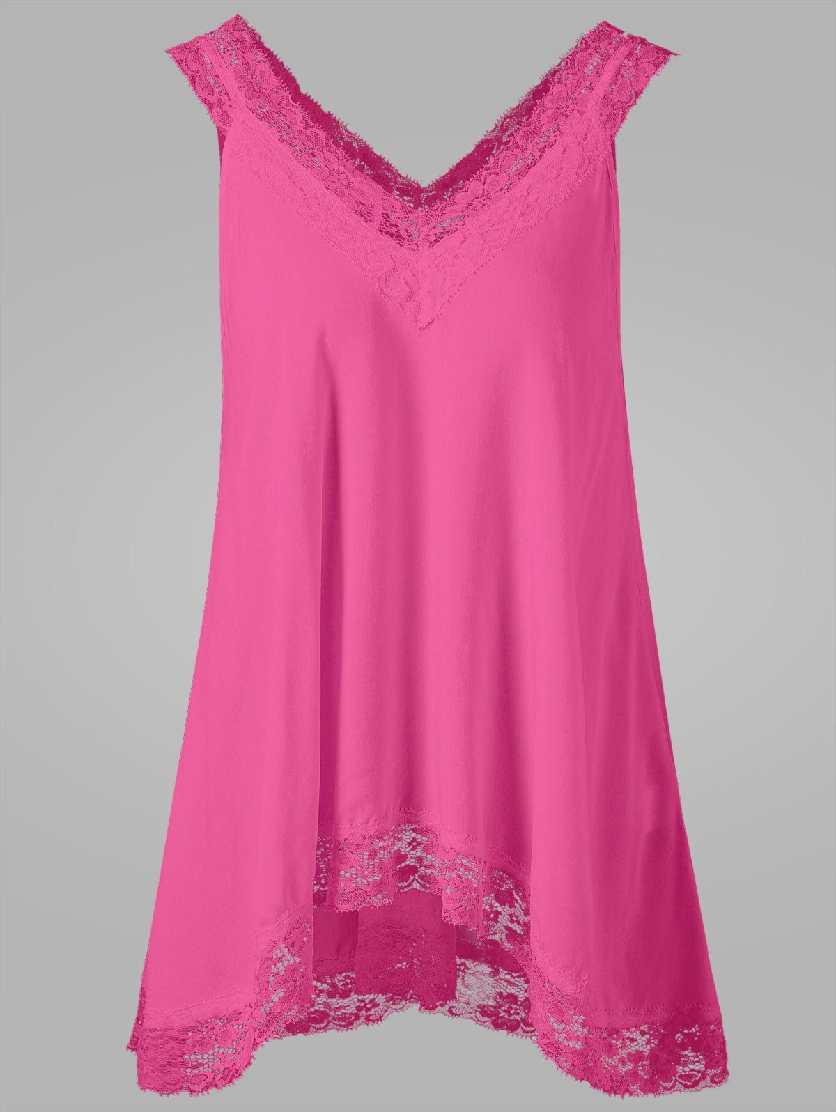 

Lace Trim High Low Hem Tank Top, Tutti frutti