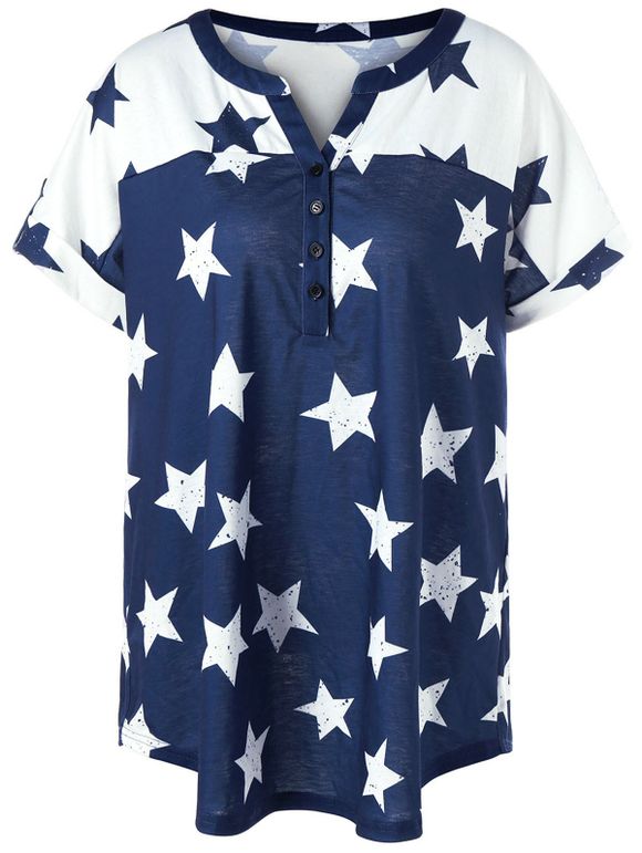 T-shirt à étoile Grande Taille - Bleu Violet 2XL