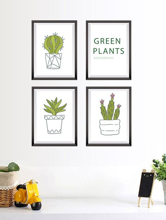 Cactus Plant Photo Frame Stickers muraux - Vert Armée 50*70CM