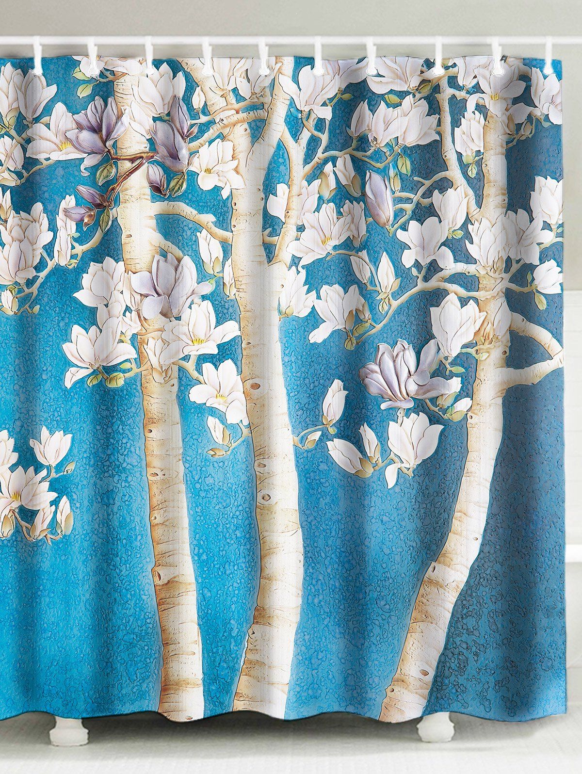 

Peach Blossom Shower Curtain, Light blue