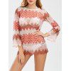 Zigzag Stripe Flare Long Sleeve Cover Up - multicolor M
