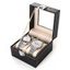 Leather 2 Gids Watches Case Jewelry Storage Plastic Top Display Box - BLACK 