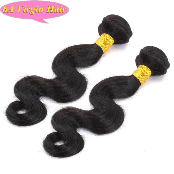 Virgin Hair Weave chinoise de la mode vague de corps noir naturel 6A Femmes 2 Pcs / Lot - Noir 16INCH*16INCH