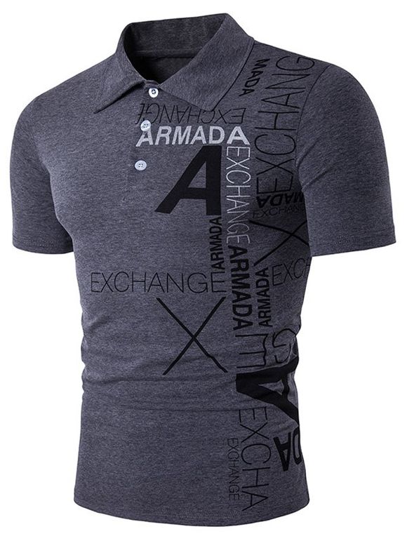 T-shirt à manches courtes à imprimé graphique - gris foncé XL