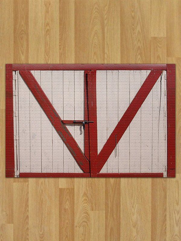 

Wooden Door Pattern Area Rug, Red