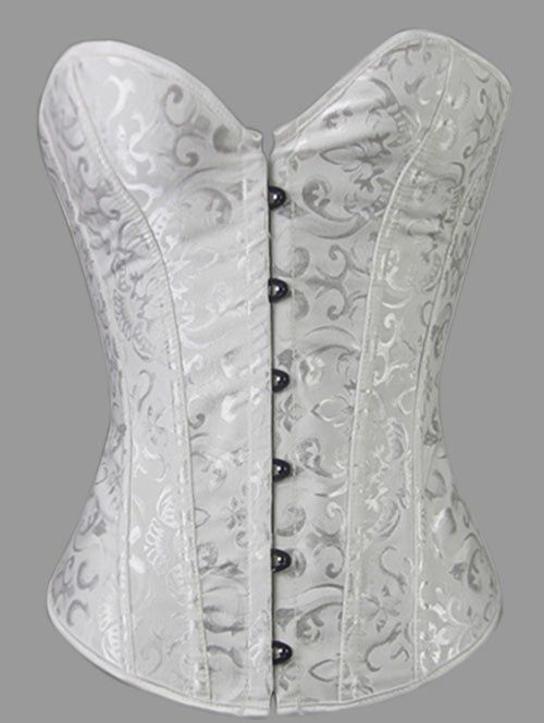 

Lace-Up Steel Boned Strapless Bra Corset, White