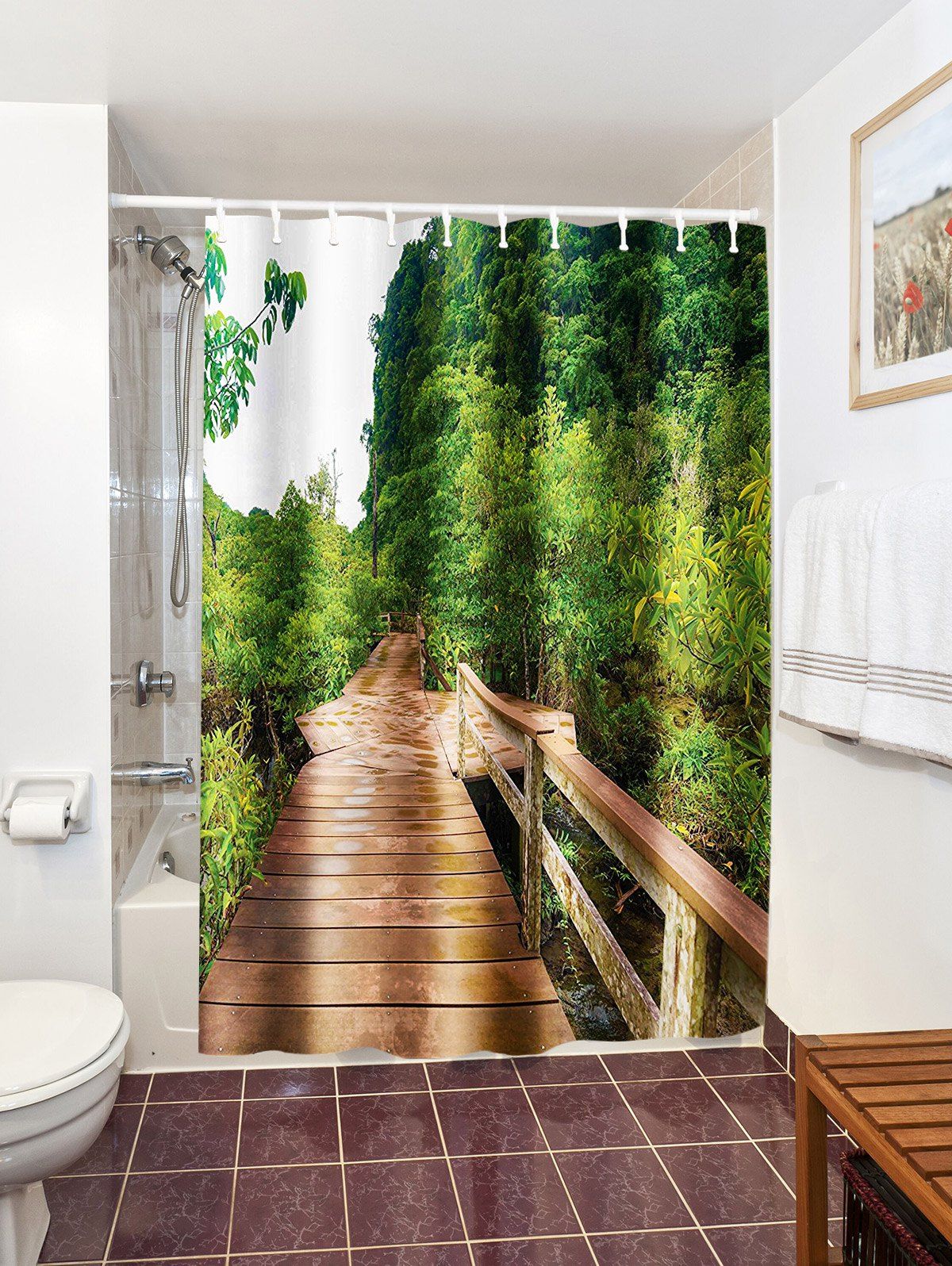 2018 The Boardwalk Access to The Forest Waterproof Shower Curtain
