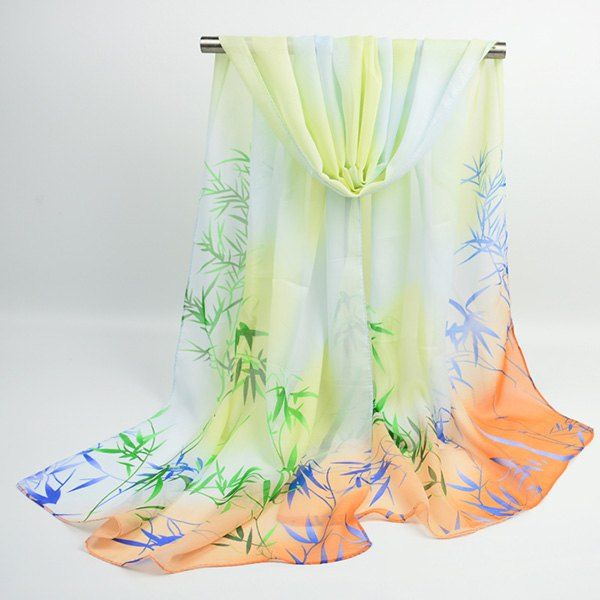 

Chinoiserie Bamboo Printed Ombre Shawl Scarf, Limeade