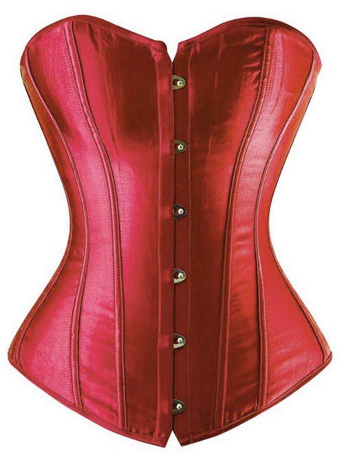 

Lace Up Steal Bone Strapless Sweetheart Corset Top, Red