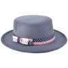 Chapeau plat Fedora Hat Bowknot - Bleu gris 