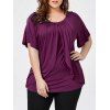 T-Shirt Superposé à Manches Raglan Grande Taille - Violet Rose 4XL