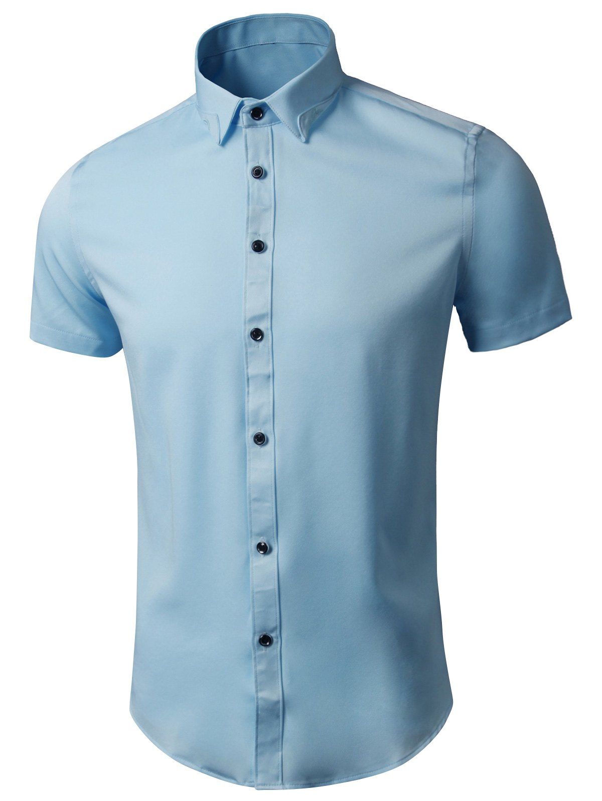 

Short Sleeve Embroidered Shirt, Light blue