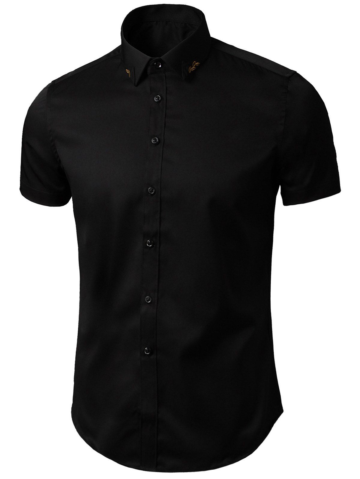 

Short Sleeve Embroidered Shirt, Black