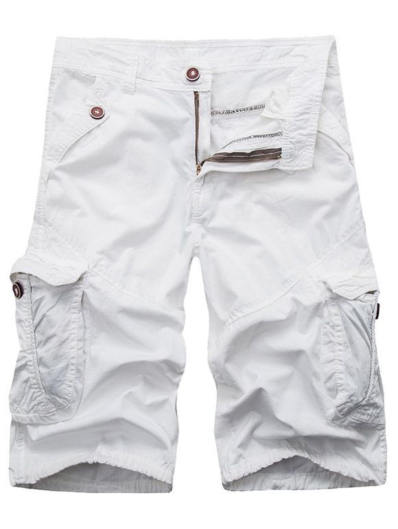 Zip Fly Pockets Short de chargement - Blanc 40