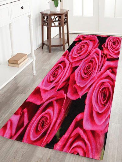 

Rose Flower Coral Velvet Non-slip Floor Rug, Rose madder