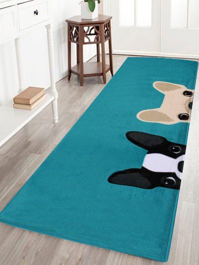 

Puppy Head Coral Velvet Indoor Area Rug, Lake blue