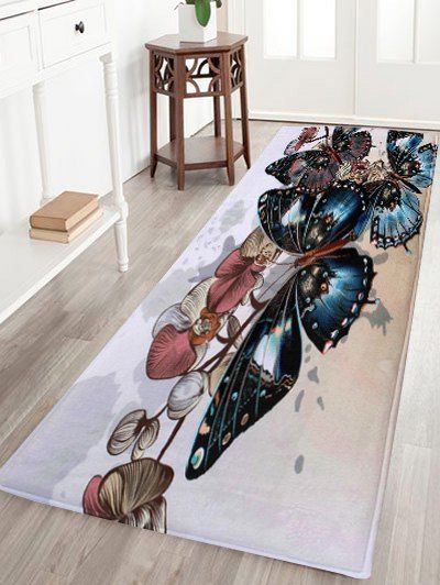 

Vintage Butterfly Indoor Coral Velvet Area Rug, Colormix