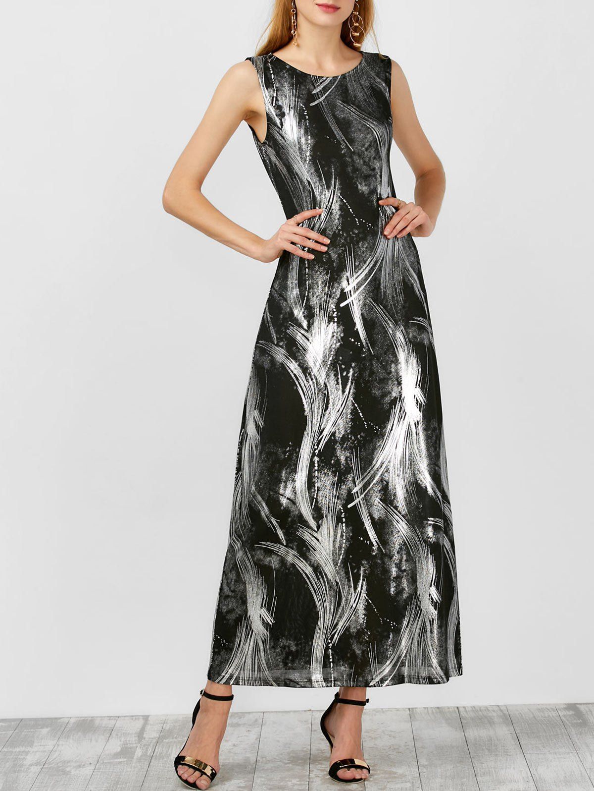 

Abstract Tie Dye Maxi Tank Dress, Black