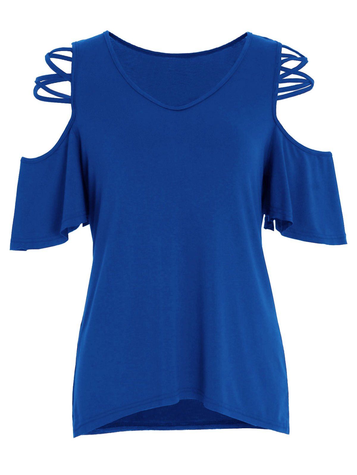 

Cold Shoulder Criss Cross T-Shirt, Blue