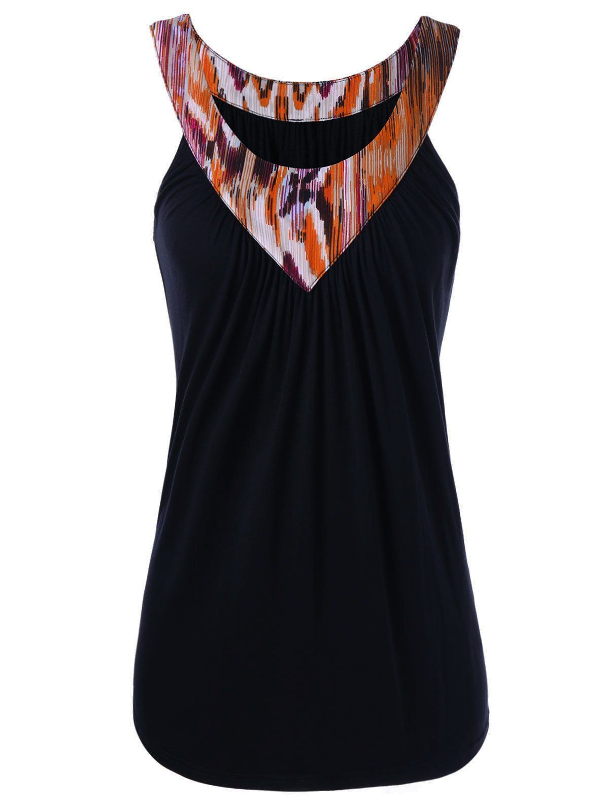 

Graphic Neck Tank Top, Black