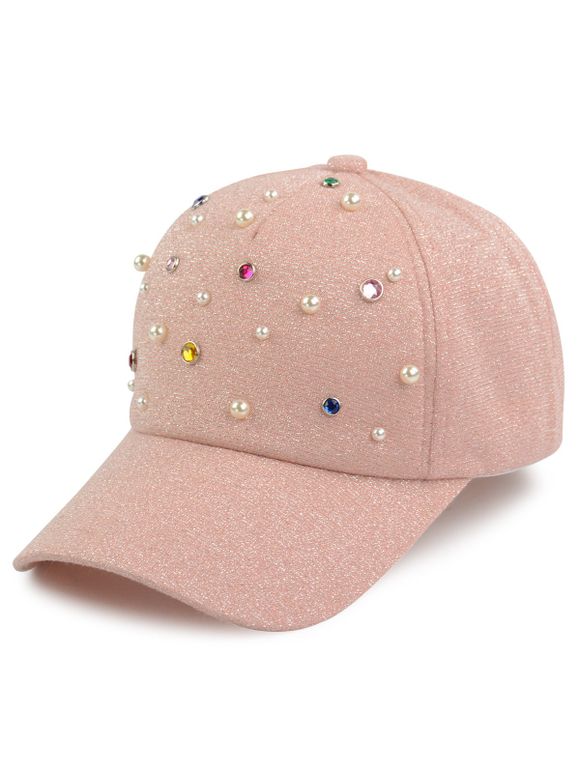 Chapeau de Baseball en Cannetille Orné de Perles Fantaisies Multicolores - Rose ONE SIZE