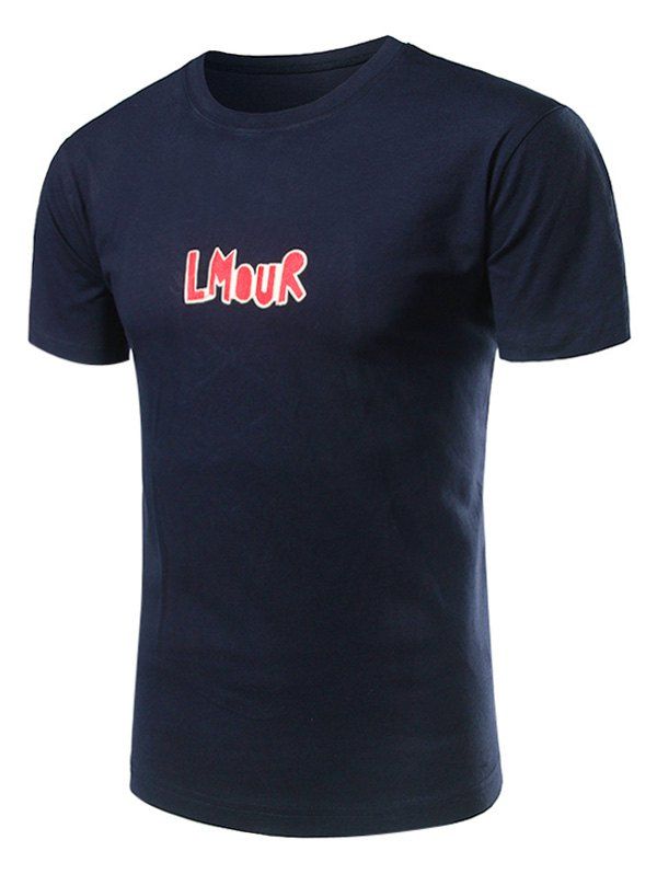 

Novelty Graphic Embroidered and Applique T-Shirt, Cadetblue