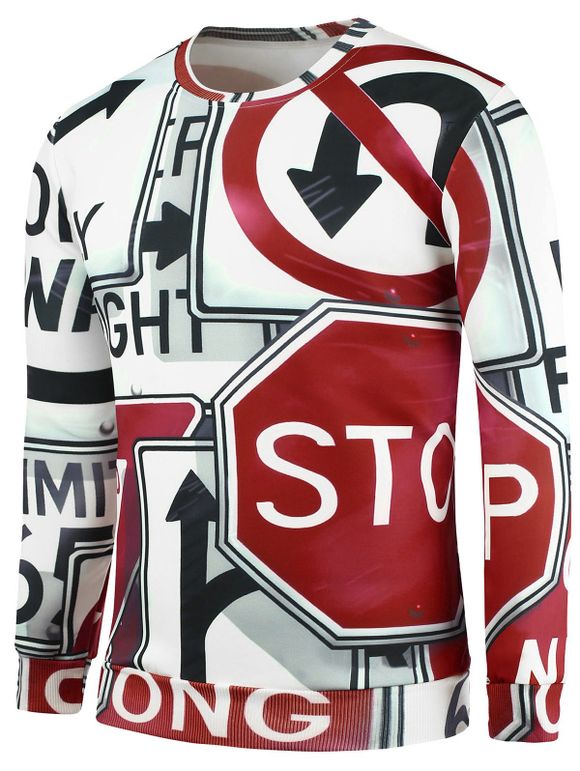 3D Prohibit Street Signs Hip Pop Sweatshirt - multicolore XL