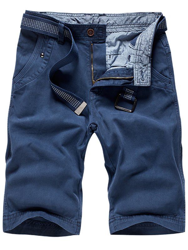 

Zip Fly Plain Bermuda Shorts, Blue