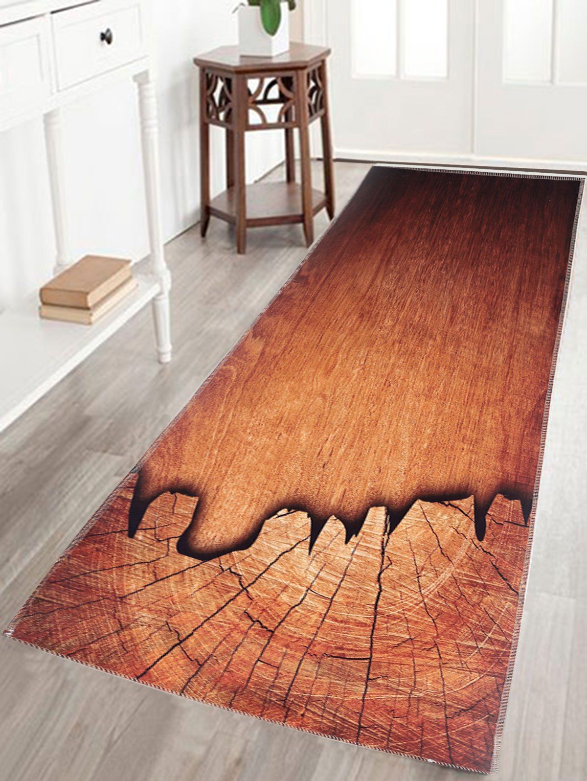 

Wood Grain Print Water Absorption Bath Bathroom Rug, Rosewood